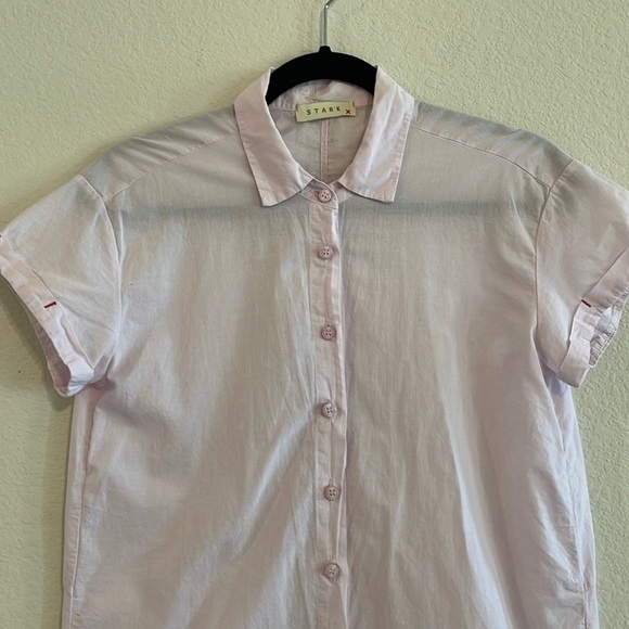 Stark X Women Button Front Shirt XS Pink 100% Cotton Lightweight Contemporary - Picture 6 of 14